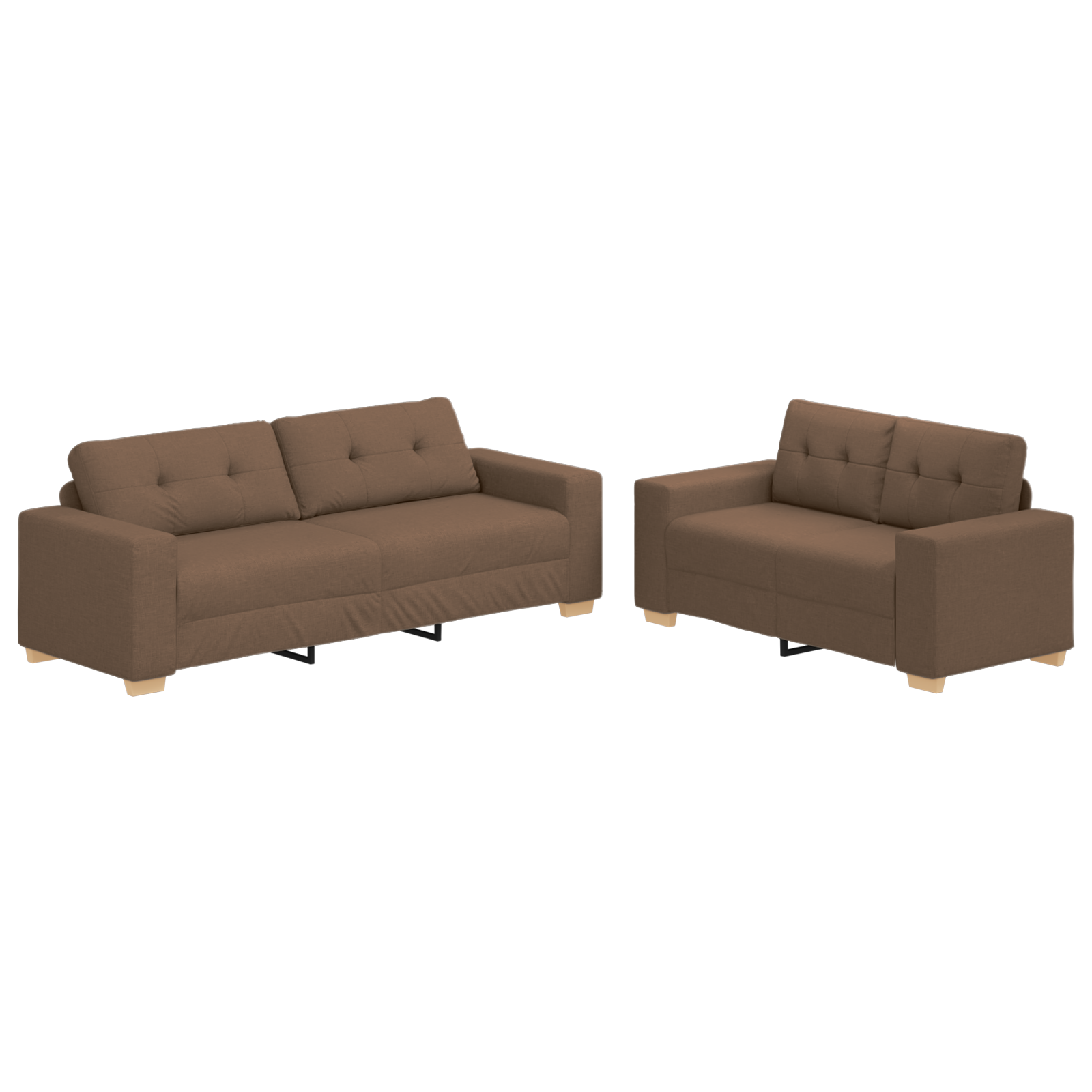 Sofa Set with Cushion 2 pcs Brown 221 x 78 x 80 cm Fabric